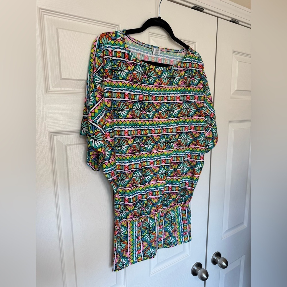 Trina Turk Printed Bora Stripe Colorful Tunic - Picture 3 of 10